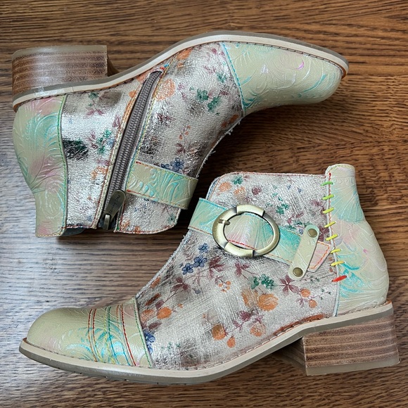 SPRING STEP L’ARTISTE Coralie Booties Leather Southwest‎ Cowgirl Art to Wear 36 - Picture 13 of 15